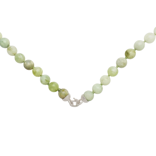 Serpentine Bead Strand - Sterling Silver