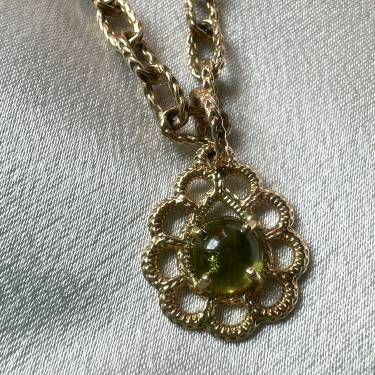 Green Tourmaline Isabelle Charm // 10kt Recycled Gold