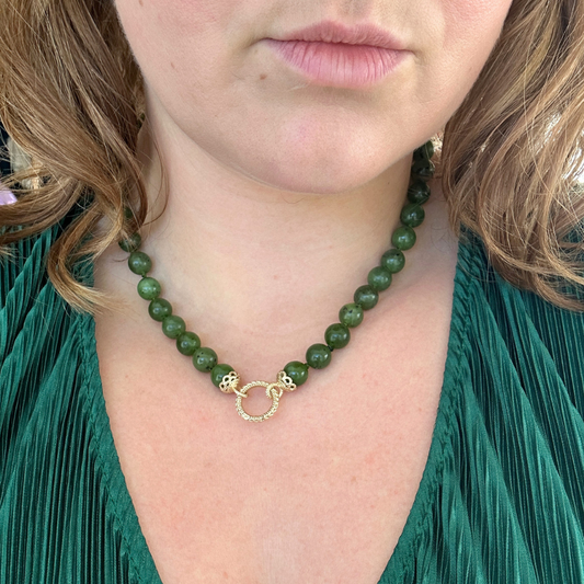 Canadian Jade Bead Strand - 10kt Gold