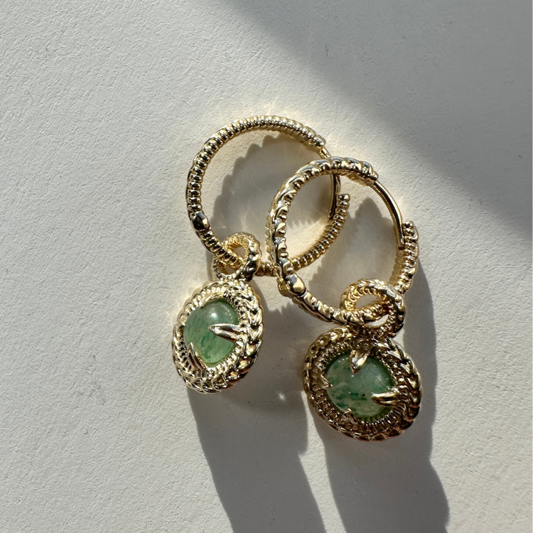 Mimosa Hoop Charm - Gold & Aventurine