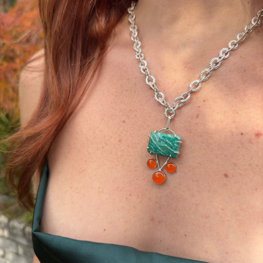 Amazonite + Carnelian Pendant // One-of-a-Kind