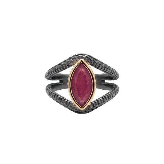 Ruby Camille Ring // 10kt Recycled Gold & Oxidized Silver