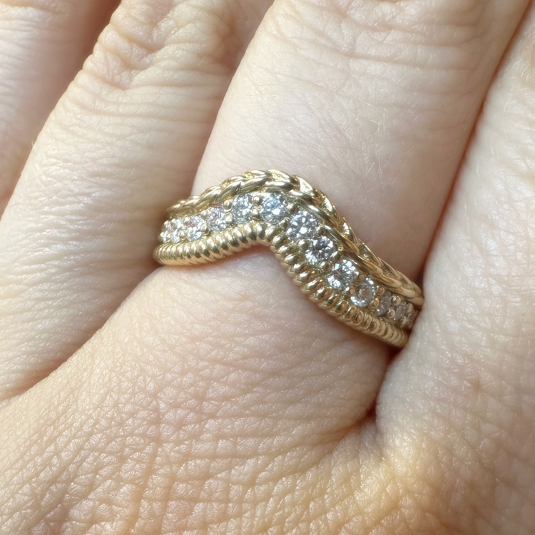 Pave Diamond Ilayda Double Stitch Band // 10kt Recycled Gold