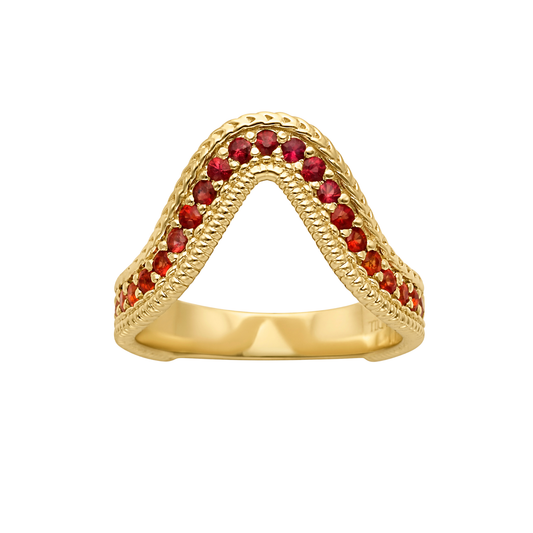 Pave Sapphire Kine Double Stitch Band // 10kt Recycled Gold