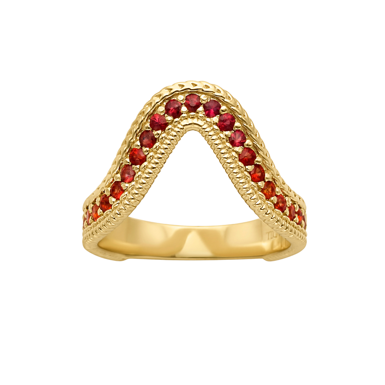 Pave Sapphire Kine Double Stitch Band // 10kt Recycled Gold