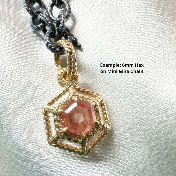 Small Hex Solaria Pendant - Gold // Choose Your Gemstone