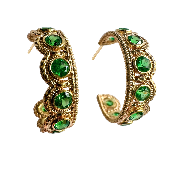Tsavorite Garnet Small Rachael Hoops // 10kt Recycled Gold