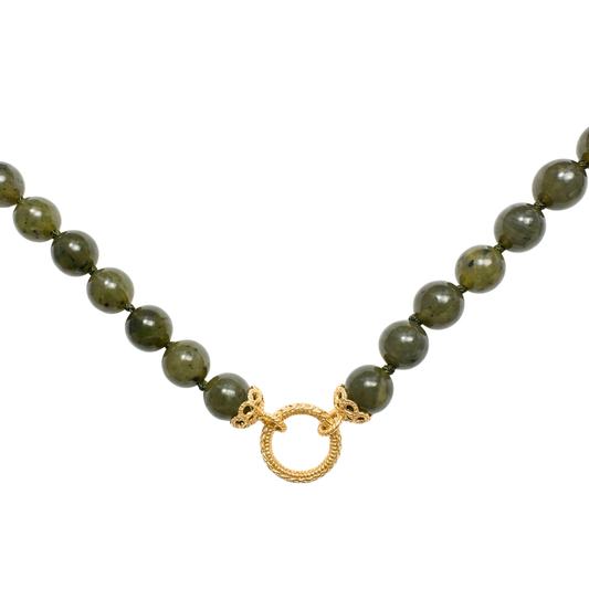 Canadian Jade Bead Strand - 10kt Gold