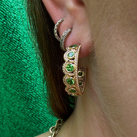 Tsavorite Garnet Small Rachael Hoops // 10kt Recycled Gold