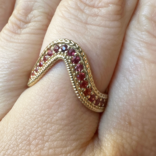Pave Sapphire Kine Double Stitch Band // 10kt Recycled Gold
