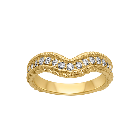 Pave Diamond Ilayda Double Stitch Band // 10kt Recycled Gold