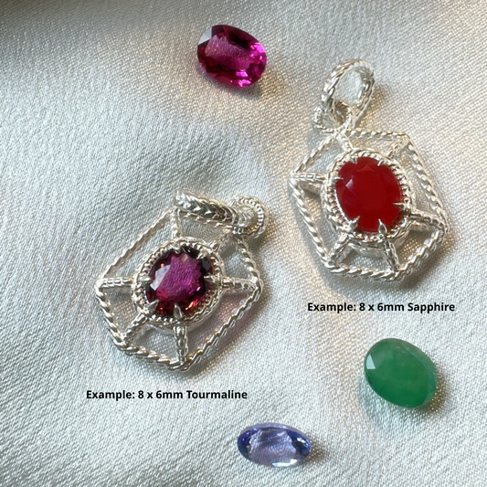 Oval Solaria Pendant - Silver // Choose Your Gemstone