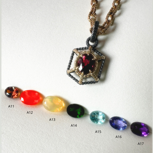 Oval Solaria Pendant - Mixed Metal & Gold // Choose Your Gemstone