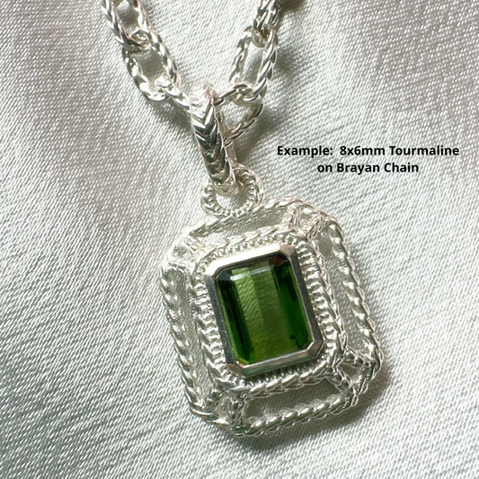 Emerald Cut Solaria Pendant - Silver // Choose Your Gemstone