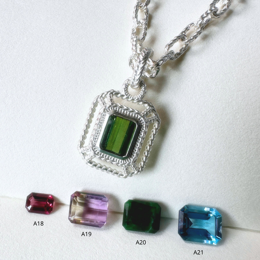 Emerald Cut Solaria Pendant - Silver // Choose Your Gemstone