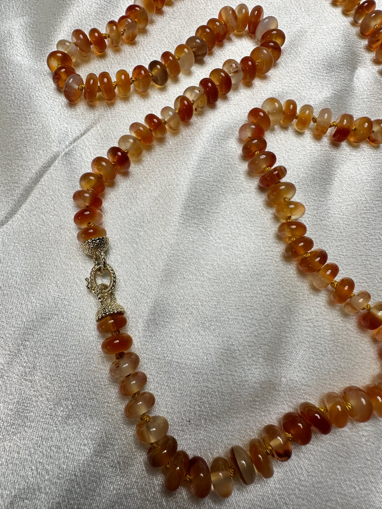 Carnelian Bead Strand - 10kt Gold