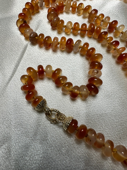 Carnelian Bead Strand - 10kt Gold