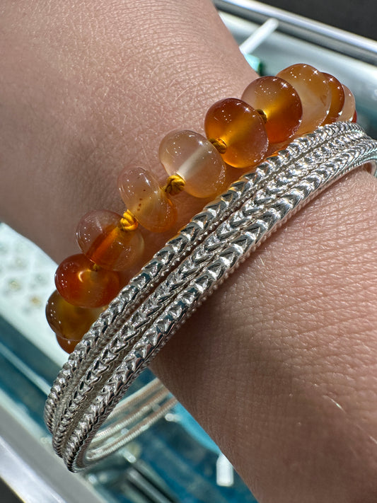 Kakra Single Stitch Bangle - Sterling Silver