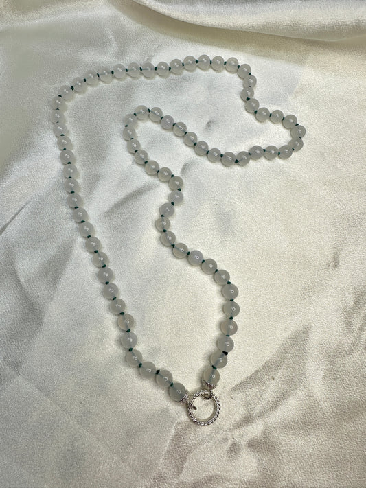 White Agate Bead Strand - Sterling Silver