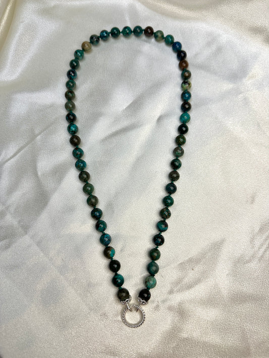 Chrysocolla Bead Strand - Sterling Silver