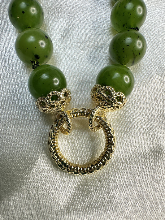 Canadian Jade Bead Strand - 10kt Gold