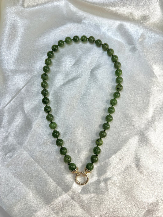 Canadian Jade Bead Strand - 10kt Gold