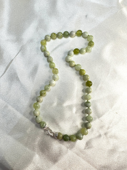 Serpentine Bead Strand - Sterling Silver