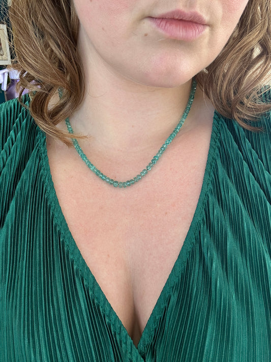Lagoon Apatite T-Bar Necklace - 10kt Gold