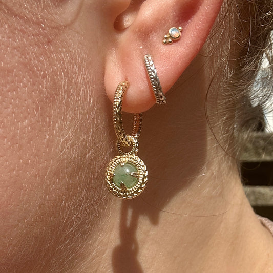 Mimosa Hoop Charm - Gold & Aventurine