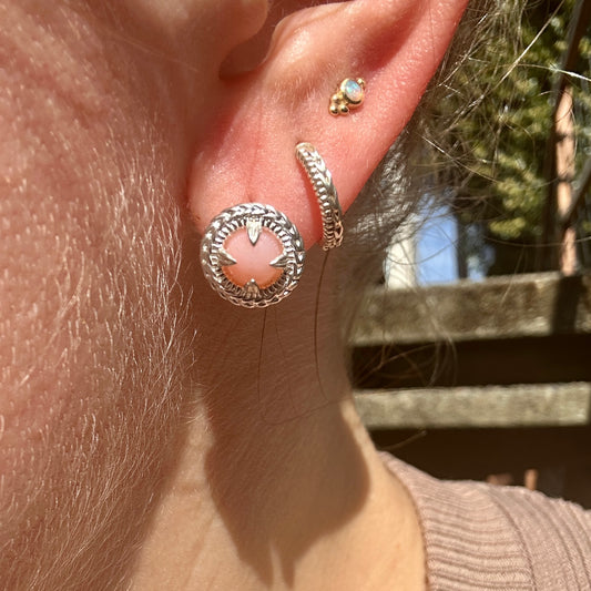 Mimosa Studs - Sterling Silver & Pink Opal
