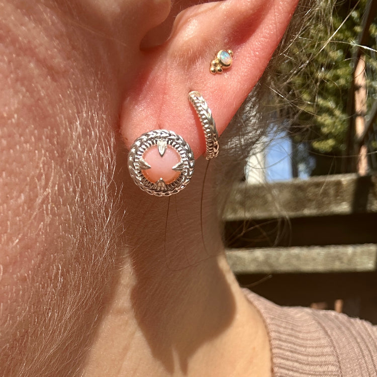 Mimosa Studs - Sterling Silver & Pink Opal