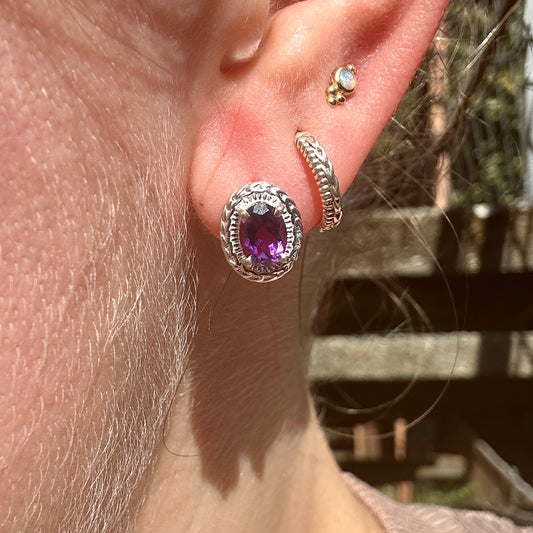 Nancianna Gemstone Studs - Sterling Silver & Amethyst