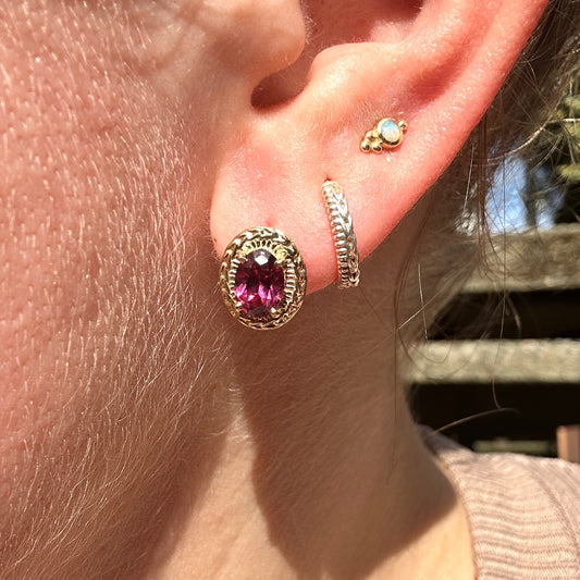 Nancianna Gemstone Studs - Gold & Rhodolite Garnet