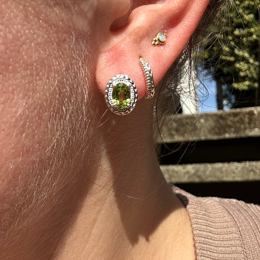Nancianna Gemstone Studs - Sterling Silver & Peridot
