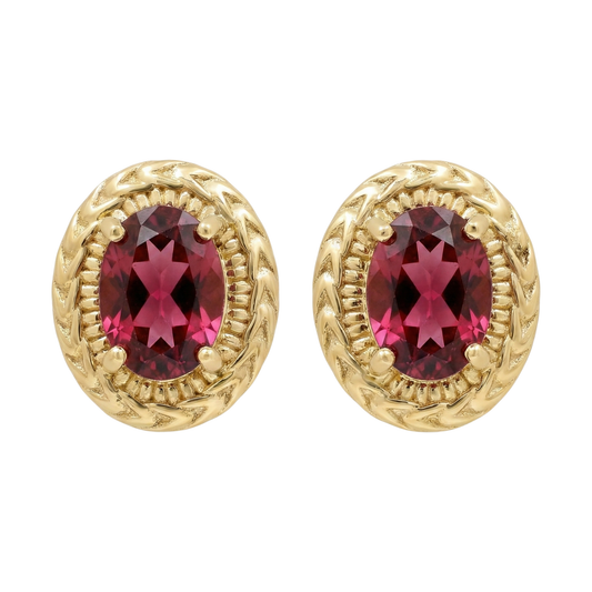 Nancianna Gemstone Studs - Gold & Rhodolite Garnet