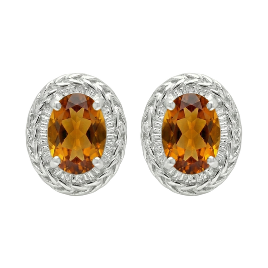 Nancianna Gemstone Studs - Sterling Silver & Citrine