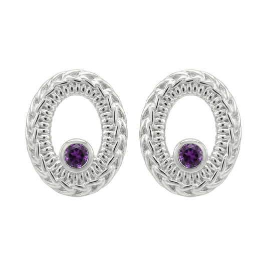 Nancianna Little Gem Studs - Sterling Silver & Amethyst