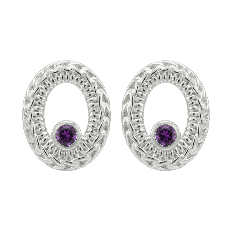 Nancianna Little Gem Studs - Sterling Silver & Amethyst