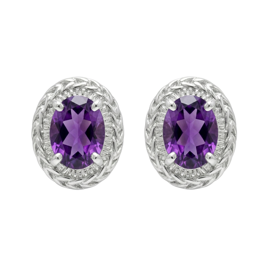 Nancianna Gemstone Studs - Sterling Silver & Amethyst