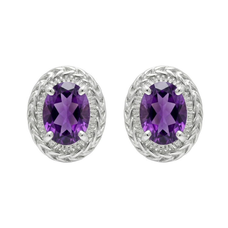 Nancianna Gemstone Studs - Sterling Silver & Amethyst