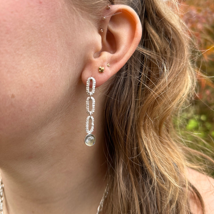 Taylor Three Link Gemstone Earrings in Labradorite