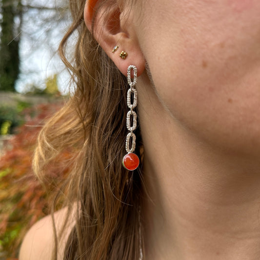 Taylor Four Link Gemstone Earrings in Carnelian