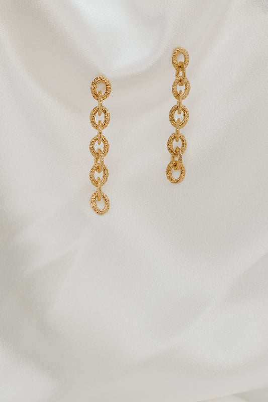 Gina Long Chain Earrings - Solid Gold