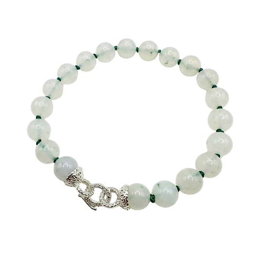 White Agate Bead Bracelet - Sterling Silver
