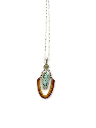 Blue Moon Turquoise & Gold Rutilated Quartz, Hand Dyed Necklace // One-of-a-Kind