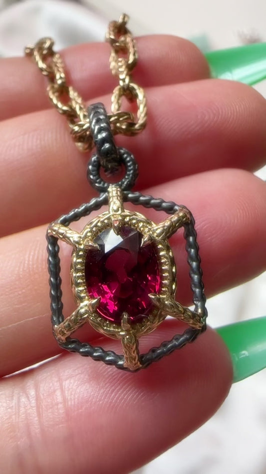 Tourmaline Oval Solaria Pendant // Mixed Metal