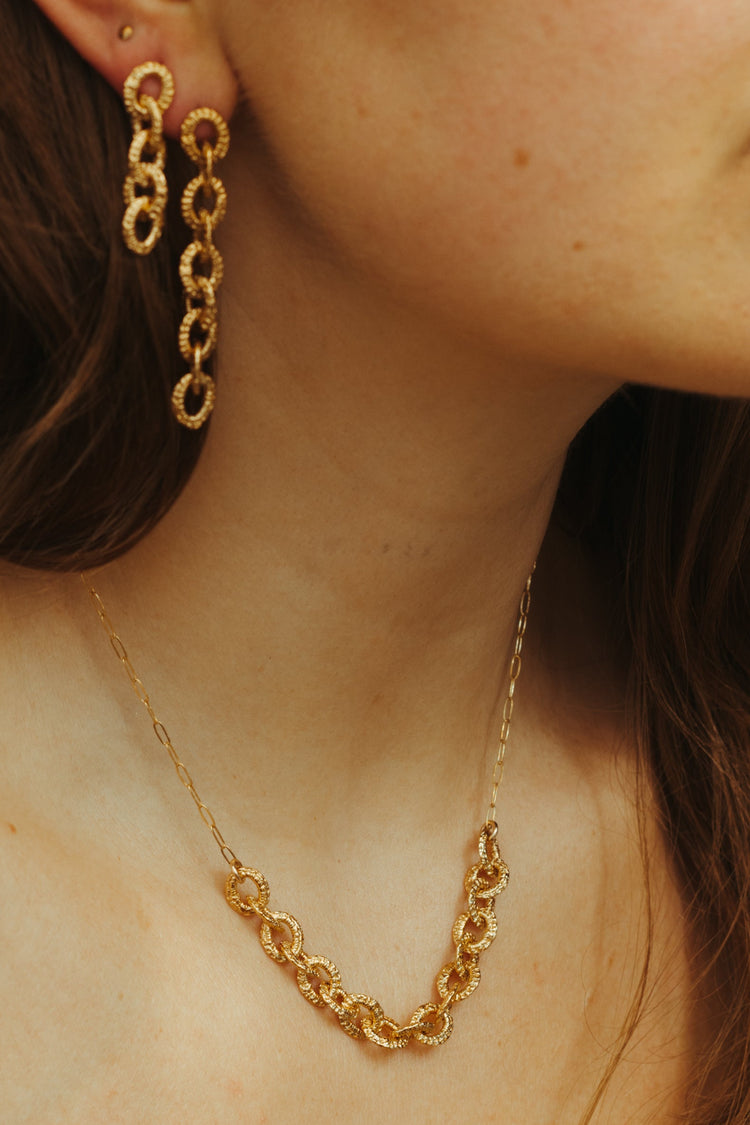 Gina Long Chain Earrings - Solid Gold