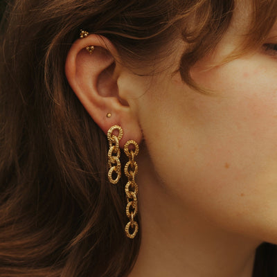 Gina Short Chain Earrings - Solid Gold