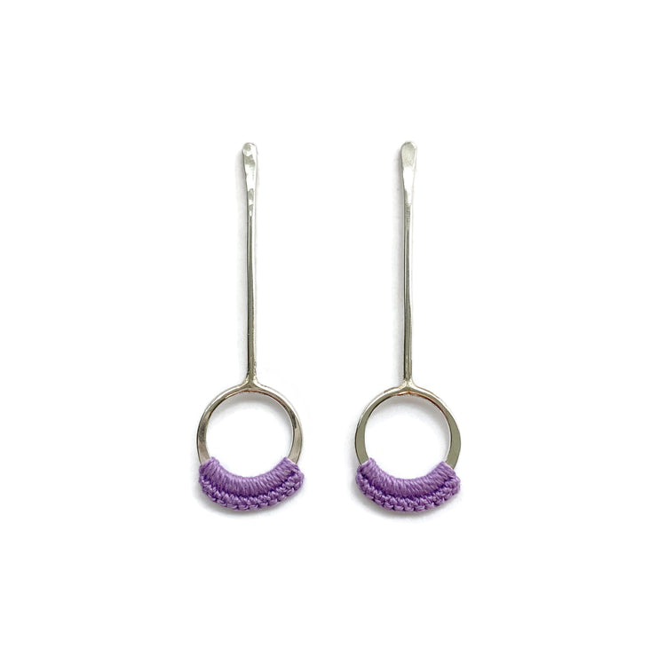 Droplet Earrings // Long Metal & Lace Circle Drop Earrings