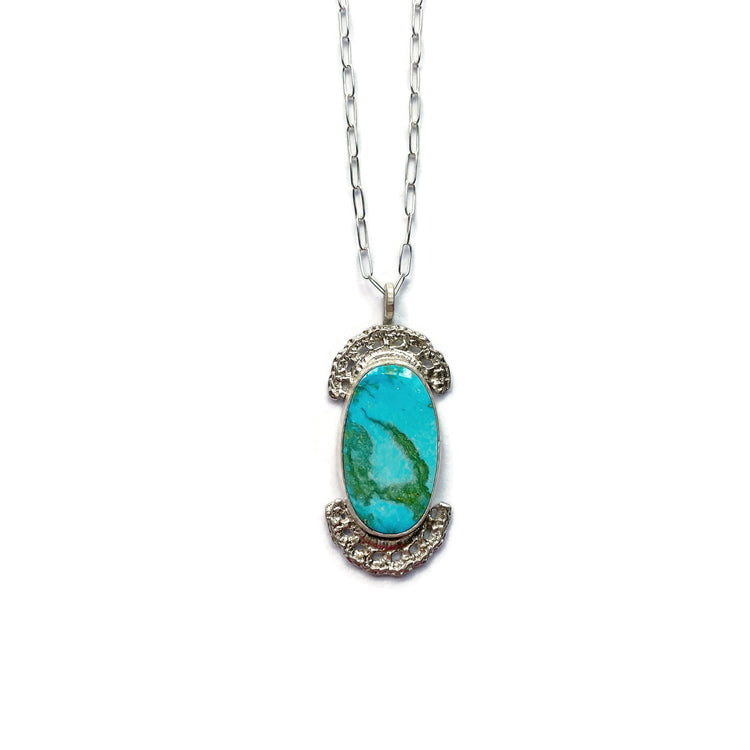 Turquoise Mountain & Silver Lace Pendant // One-of-a-Kind